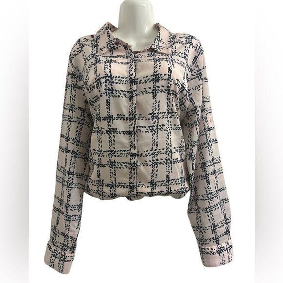 Karl Lagerfeld Paris Printed Button Front Blouse XL - Picture 1 of 9